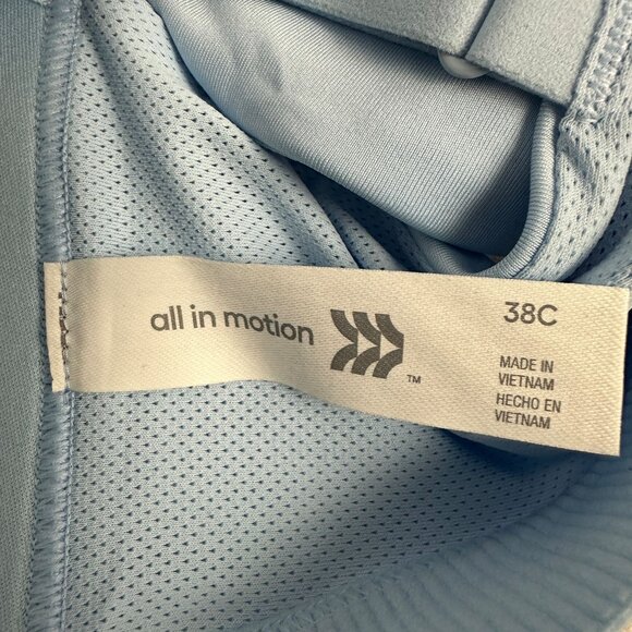 All In Motion Sports Bra 38C High-Support Adjustable Straps Zip Front Blue - Picture 9 of 14